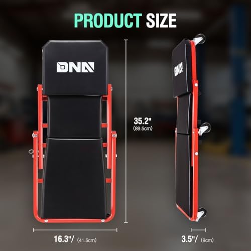 ‎DNA MOTORING TOOLS-00184 36 Inches 2 IN 1 Rolling Folding Car Creeper/Seat, 6 Pcs 2" Casters, 150kg Weight Capacity, Red - Image 6