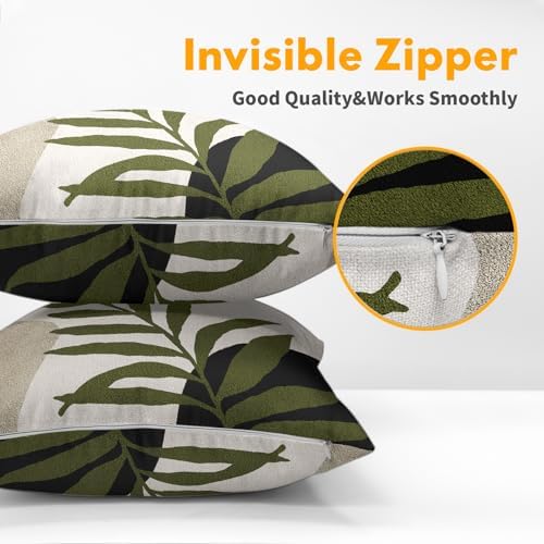 Spring Boho Pillow Covers 20x20 Set of 2 Abstract Mid Century Throw Pillow Covers Green Pillowcase Linen Decoration Farmhouse Soft Decorative Aesthetic Cushion Case Couch for Indoor Outdoor Home Decor - Image 5