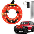 Lighted Halloween Car Wreath, 13" Artificial LED Car Wreath with Pumkin,Spider,Bat and Jack-O-Lantern for Front Grill, Light Powered Halloween Wreath Decor Fits Jeep Truck SUV RV and Golf Cart