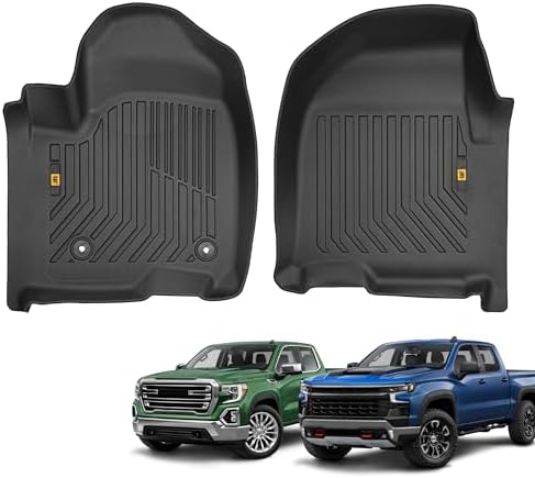 CAT® JustFit™ 3D Custom Fit Floor Mats Chevrolet Silverado 1500/GMC Sierra 2019-2026, Chevy Silverado 2500HD/3500HD Crew Cab/GMC Sierra 2500HD/3500HD Crew Cab 2020–26 Floor Liner Laser Measured Front