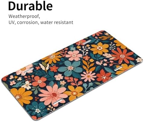 Flower Floral License Plate - 6x12 Inch Aluminum Novelty Decorative Vanity Metal Front Car Plate for Women Men - Image 2