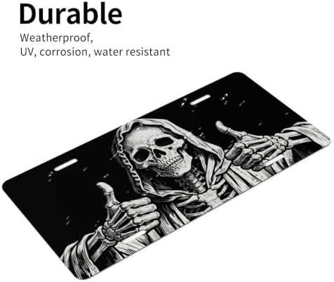 Funny Skeleton Skull Cool Front License Plate 6x12 Inch