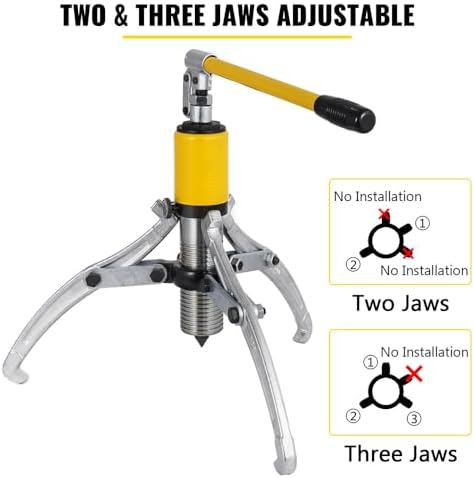 VEVOR Hydraulic Gear Puller, 15 Ton Max. Capacity Hydraulic Puller, 2 or 3 Jaws Bearing Hub Separator, 3.9"- 11.8" Hydraulic Puller Separator Tool for Pulling Hubs, Flanges, Gears, Bearings - Image 3