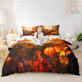 Erosebridal Adult Autumn Harvest Bedding Set, Fall Pumpkin Duvet Cover Twin Size Happy Thanksgiving Comforter Cover for Kids Teens Women, Maple Leaves Rustic Quilt Cover with 1 Pillow Case by Erosebridal