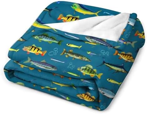 Socira Fish Fishing Blanket Throw Blanket Fish Fishing Gifts for Women Men Soft Sofa Throws for Travel Camping Bed Home Decor Car Birthday Gift 60"*80"（150 * 200cm） - Image 3