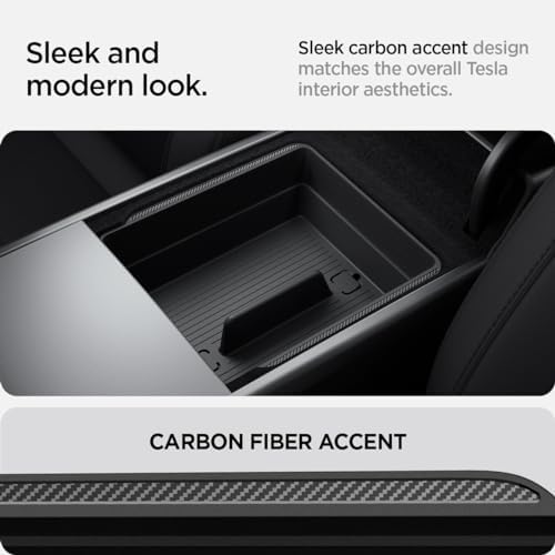 Spigen Armrest Console Organizer for Tesla Model Y Juniper & Model Y L (Standard, Premium & Performance 2026/2025) and Model 3 Highland (Standard, Premium & Performance 2026/25/24)