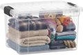 Superio 49 Quart Clear Plastic Storage Boxes with Lids, Stackable Organizer Containers, BPA-Free Storage Bins for Home, Office, School & Dorm, 18 Pack by Superio