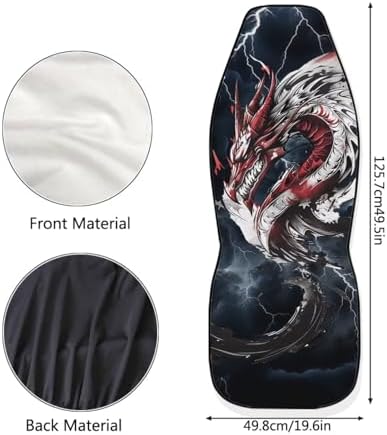 3D Dragon Print Car Front Seat Cover 2 Piece Vehicle Interior Cover Protector Decor Accessory Seat for SUV Truck Van Sedan