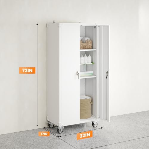 DUMOS 72 Inch Metal Garage Storage Cabinet, Rolling Tool Cabinet - Image 3