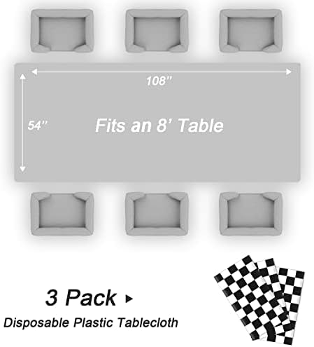 QIKSION 3 Pack Checkered Tablecloth Disposable, Race Car Table Cloth - Image 5