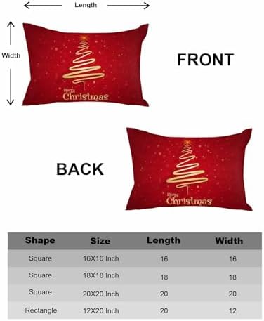 JasmineM Merry Christmas Tree Pillow Covers 12x20 Inch Set of 2, Christmas Decorations Red Gold Outdoor Throw Pillow Covers, Winter Holiday Square Pillowcases for Patio Sofa Couch Bedroom Decorative - Image 6