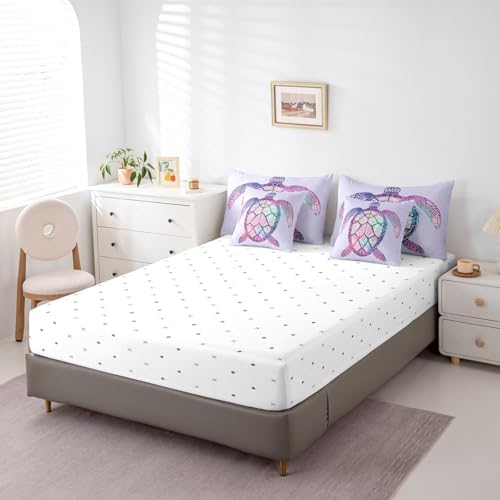 Sea Turtle Twin Comforter Set - 7 Pieces Bed in a Bag Tropical Ocean Sealife Twin Bedding Comforter Sets,Abstract Tortoise Coastal Comforter with Fitted Sheets,Flat Sheets,Pillowcases & Shams - Image 5