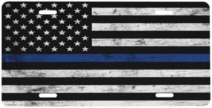 Thin Blue Line American Flag Front License Plate 6" * 12" for Women
