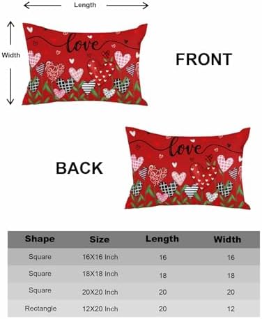 Valentines Day Heart Floral Pillow Covers 12x20 Inch Set of 2, Love Flower Field Decorations Outdoor Throw Pillow Covers, Holiday Linen Square Pillowcases for Sofa Couch Bedroom Patio Decorative - Image 6