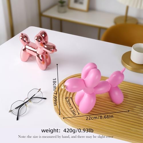 Notakia Creative Pink Balloon Dog Decor Statue Crafts Living Room Decor Desktop Decorations,Handmade Modern Small Shelf Animal Statue Ornament Home Decor (Big Pure Pink Dog) - Image 4