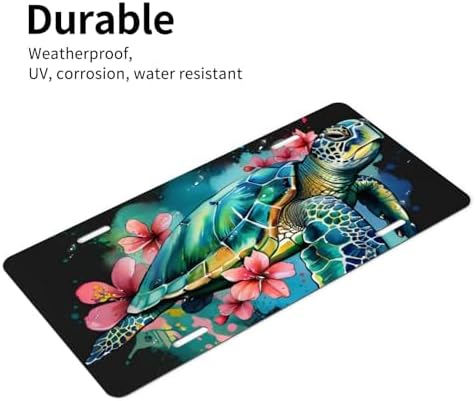 Watercolor Turtle Flower Front License Plate 6" * 12" for Women