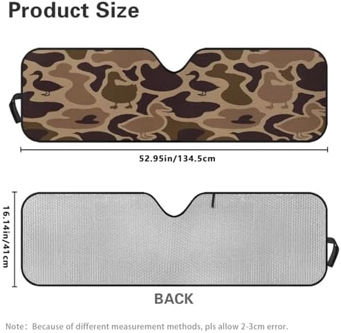 Renewold Duck Camo Automotive Windshield Sunshade UV Heat Sunlight Reflecting Foldable Front Window Sun Visor Car Shade for Windshield Easy Install Sun Shield for Jeep Wrangler Gladiator JT Summer