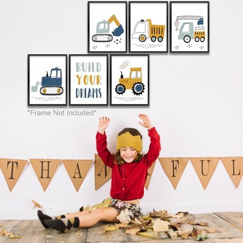 Construction Truck Prints Wall Art Nursery Decor Boys Room Decor Cute Toddler Vehicle Tractor Pictures Paintings Artwork for Home Bedroom Playroom Baby Nursery Wall Decoration (8"x10"，6Pcs, Unframed) - Image 7