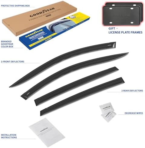 Goodyear Shatterproof Window Deflectors for Subaru XV Crosstrek 2024-2026, Tape-on Rain Guards, Window Visors, Vent Deflector Visor, Car Accessories, 4 pcs. - GY008917