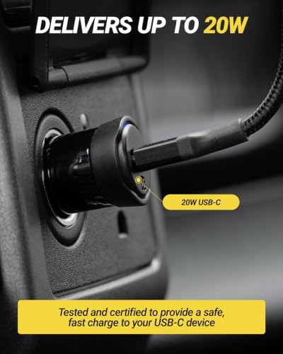 Scosche CPDC20 PowerVolt 20-Watt Certified USB Type-C Fast Car Charger with Power Delivery 3.0 for All USB-C Devices