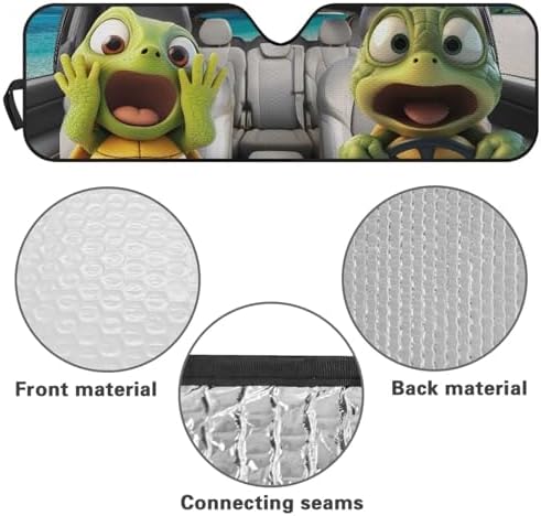 Renewold Car Sun Shade, Windshield Sunshade for Jeep Wrangler JK JKU JL JLU, Block Glare UV Heat Cover, Car Interior, Funny Sea Turtle Driving, Accessories Sun Visor Shield Fit for Jeep Gladiator JT