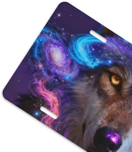 Galaxy Wolf Starry Sky Front License Plate 6" * 12" for Women