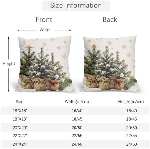 Christmas Tree Throw Pillow Covers 18x18 Set of 2 Snowflakes Eucalyptus - Image 5