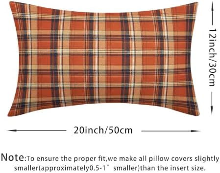 Fall Plaid Pillow Covers 12x20 Set of 2 Autumn Burnt Orange Scottish Tartan Square checked Outdoor Throw Pillows Covers Farmhouse Classic Decorative Farmhouse Cushion Case for Room Couch Sofa - Image 4