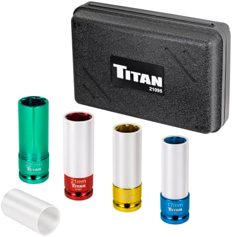 Titan 21095 4-Piece 1/2-Inch Drive Non-marring Impact Deep Lug Nut Socket Set by Titan