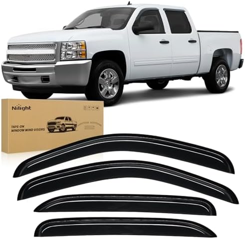 Nilight Rain Guards for Chevy Silverado 1500 Crew Cab 2007-2013, 4PCS