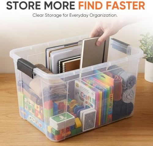 Superio 26.5 Quart Clear Plastic Storage Boxes with Lids, Stackable Organizer Containers, BPA-Free Storage Bins for Home, Office, School & Dorm, 3 Pack - Image 2