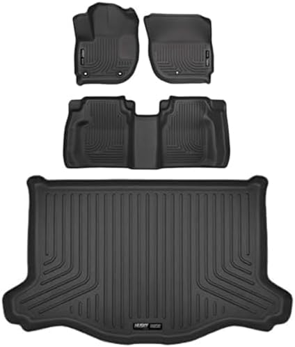 Husky Liners Weatherbeater Floor Mats | Fits 2015 - 2020 Honda Fit | Front & 2nd Row + Cargo, 4-pc. Black