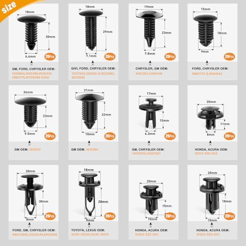 GOOACC 240PCS Bumper Retainer Clips Car Plastic Rivets Fasteners Push Retainer Kit 12 Popular Sizes Auto Push Pin Rivets Set -Door Trim Panel Fender Clips for GM Ford Toyota Honda Chrysler - Image 2