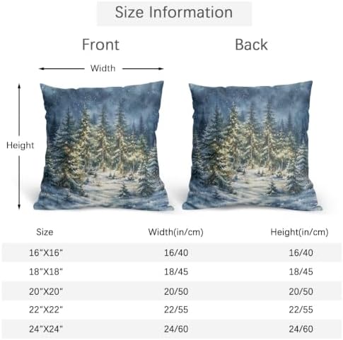 Winter Forest Blue Throw Pillow Covers 22x22 Set of 2 Snowy Night Pine Tree - Image 5