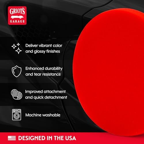 Griot's Garage 6.5” Red Foam Waxing Pads for Car Detailing, Polishing and Buffing Pads for Use with Waxes and Sealants, 10624, Set of 2 - Image 3