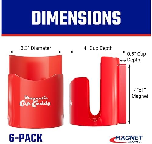 Master Magnetics Magnetic Cup Holder - Caddy for Bottles, Glasses, and Cans - Fits on Fridge, Lawnmower, Forklift, Cart, or Ladder - Heavy-Duty Magnet - Image 3