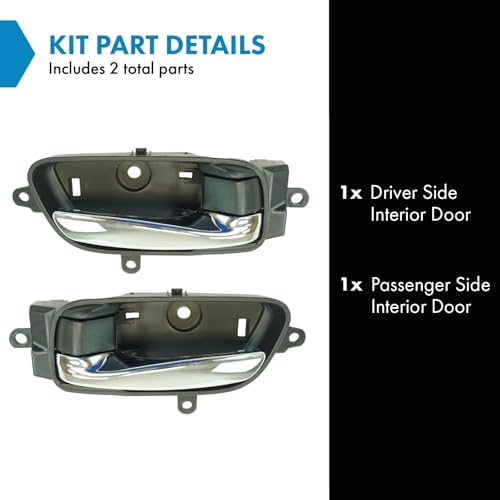 TRQ Inside Interior Door Handle Black & Chrome Left Right Pair