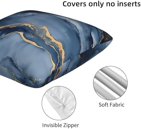 Marble Blue and Gold Throw Pillow Covers 18x18 inch Set of 2 Abstract Texture Pillow Case Cushion Cover for Home Sofa Couch Living Room Car Decor - Image 5