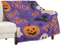 Happy Halloween Purple Pumpkin Throw Blanket Flannel Fleece Autumn Fall Trick or Treat Spooky Ghost Lightweight Soft Fuzzy Cozy Couch Bed Blanket Fall Decor Thanksgiving Gifts Kids Adult 80"x60" by dgdahk