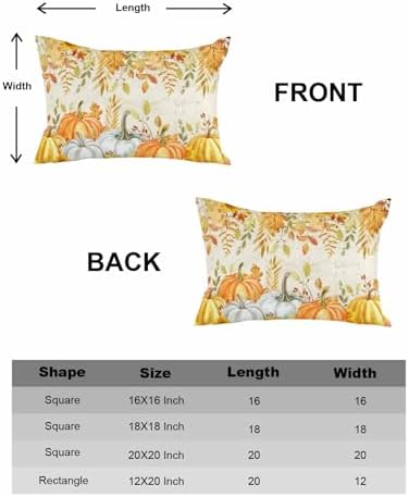 JasmineM Fall Pumpkin Pillow Covers 12x20 Inch Set of 2, Thanksgiving Decorations Vintage Leaves Outdoor Throw Pillow Covers, Autumn Holiday Square Pillowcases for Patio Sofa Couch Bedroom Decorative - Image 6