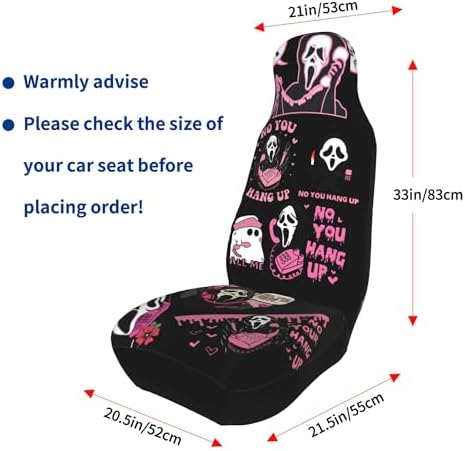 Halloween Ghost 2 Front Car Seat Covers for Car Truck Sedan SUV, Car Gifts, Durable Automotive Seat Covers, Breathable Bucket Seat Covers, Protective Interior Accessory (Black Ghostface)