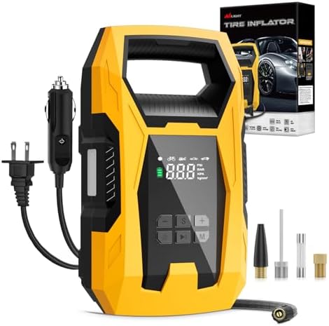 Nilight AC/DC Tire Inflator 110V/12V 150PSI Auto Shutoff Dual Power Supply