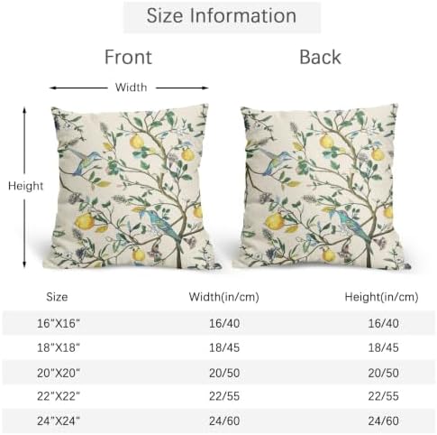 Floral Botanical Throw Pillow Covers 16x16 Set of 2 Hummingbird Pear Thanksgiving Pillow Covers Watercolor Cottagecore Pillowcase for Kitchen Sofa Cushion Outdoor Couch Bedroom Living Room Decoration - Image 4