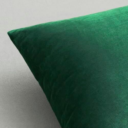 VAKADO Christmas Emerald Green Velvet Throw Pillow Covers 16x16 Set of 2 - Image 3