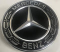 Mercedes Benz Genuine Vehicle Hood Star Emblem Badge (000-817-17-01, Chrome and Black Laurel Wreath)