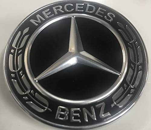 Mercedes Benz Genuine Vehicle Hood Star Emblem Badge (000-817-17-01, Chrome and Black Laurel Wreath)