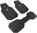 CAT® Trim to Fit Rubber Car Mats Full Set, Automotive Floor Mats, Interior Accessories & Car Rug Protection VulcanCore Heavy-Duty 4-Piece All Weather Floor Mats for Cars, Trucks & SUVs Black Yellow