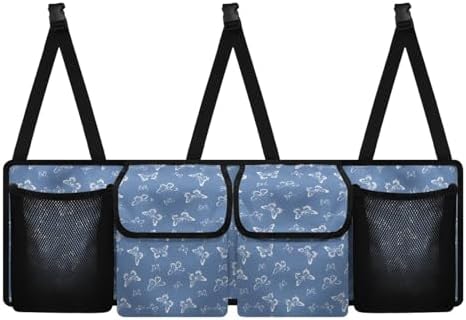 Butterfly Print Car Trunk Organizer with 4 Pockets Foldable Car Backseat Storage Bag Universal Detachable Auto Accessories for SUV Hatchback Crossover Minivan