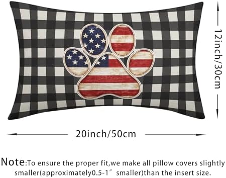 4th of July Pillow Covers 12x20 Set of 2, Patriotic Throw Pillow Covers Independence Memorial Day Pillowcase, Summer Plaid Decorative Fourth of July Cushion Case Couch for Indoor Outdoor Home Decor - Image 4