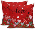 Valentines Day Heart Floral Pillow Covers 18x18 Inch Set of 2, Love Flower Field Decorations Outdoor Throw Pillow Covers, Holiday Linen Square Pillowcases for Sofa Couch Bedroom Patio Decorative by JasmineM